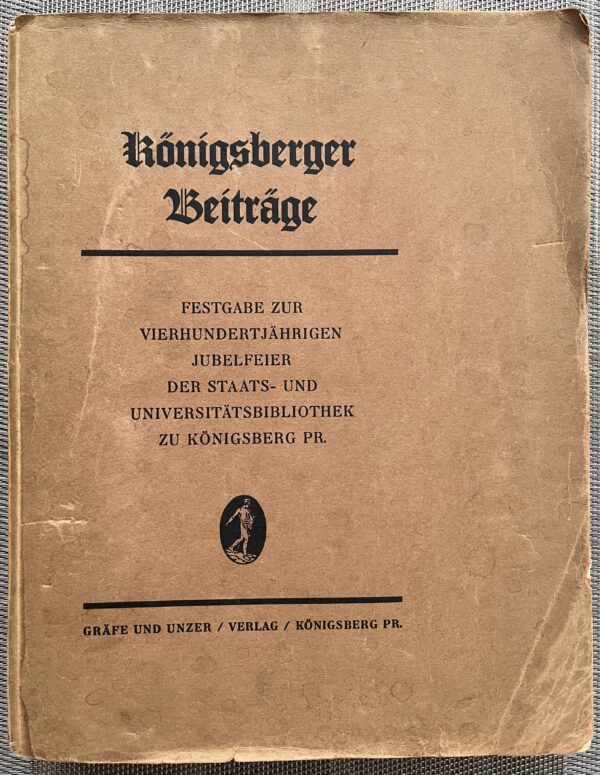 Rare, 1929, Königsberger Beiträge, 400th Anniversary of State Library, First Edition - Image 2