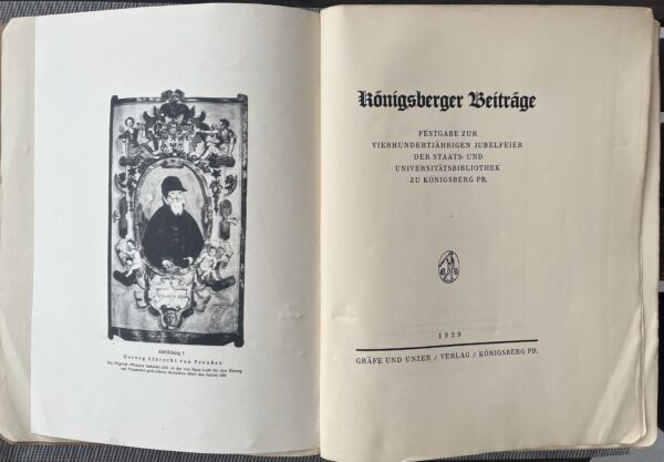 Rare, 1929, Königsberger Beiträge, 400th Anniversary of State Library, First Edition