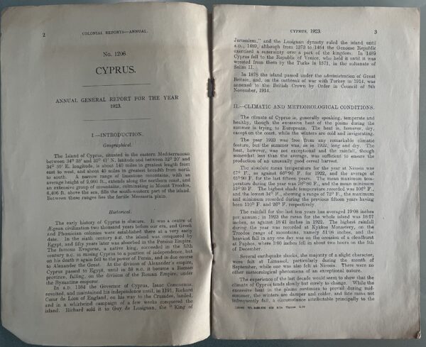 Rare, 1924, Colonial Reports-Annual, Nr. 1206, Cyprus, British Rule, First Edition - Image 3