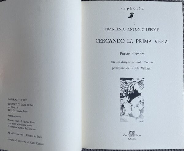 1992 & 1998, SIGNED, 2 Books, F. A. Lepore, Carlo Carosso, First Edition, Poetry & Art, 1/700 - Image 5