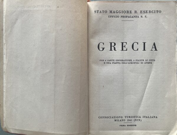 1941, Vintage Italian Travel Guide Book, Greece, WWII, Mussolini Era, First Edition - Image 3