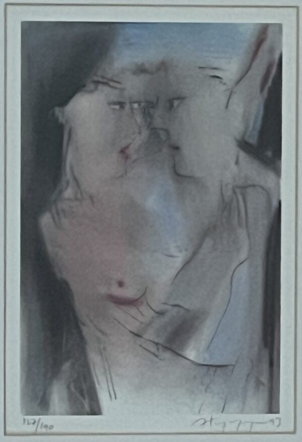 1993, Andreas Karambelas, Original Lithograph, Hand Signed & Numbered, Couple, Greek Art - Image 3