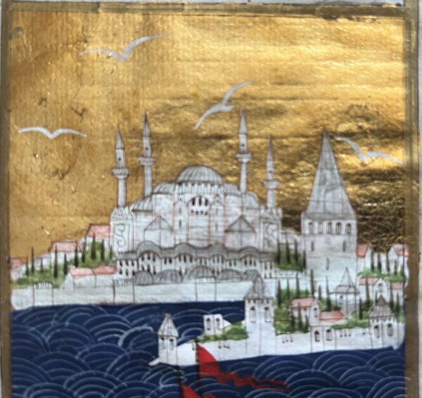 19th Century Original Ottoman Miniature Painting, Hagia Sophia, Topkapi, Bosporus, Islamic Manuscript - Image 3