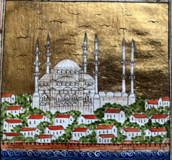 19th Century Original Ottoman Miniature Painting, Blue Mosque, Bosporus, Islamic Manuscript - Image 2