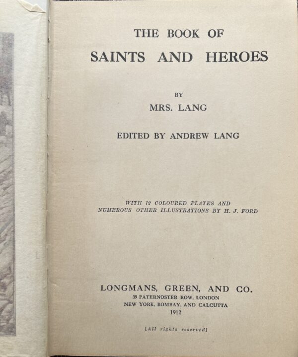 Rare, 1912, The Book of Saints and Heroes, Andrew Lang, Longmans Green, H.J. Ford - Image 4