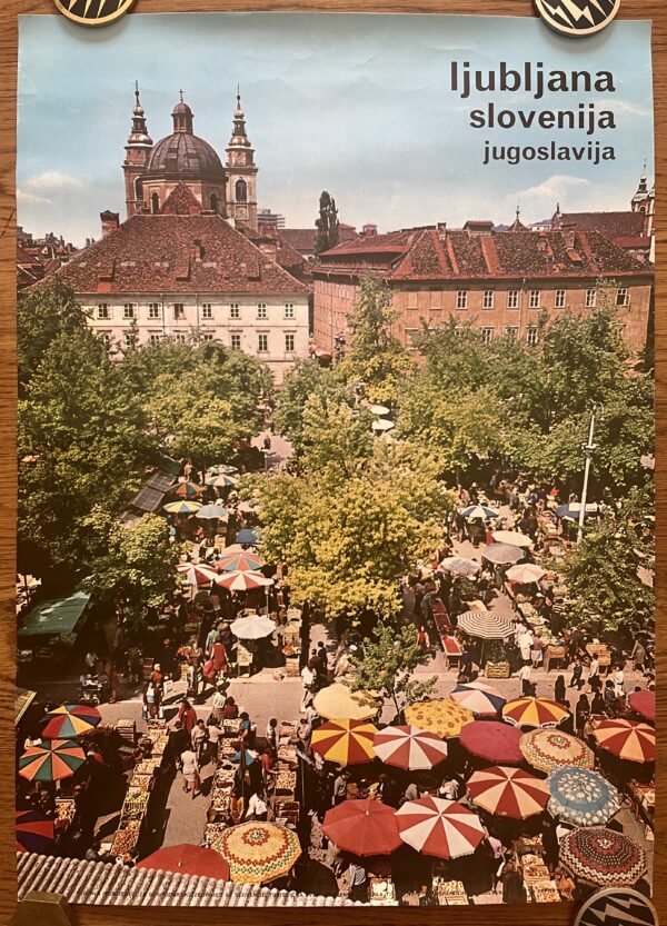 Rare, 1970, Original Official Vintage Photo Poster Slovenia, Ljubljana Central Market, Jugoslavia