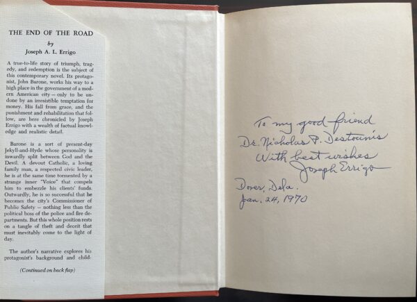 1969, Signed, Joseph A. L. Errigo, The End of the Road, First Edition, Sons of Italy - Image 2