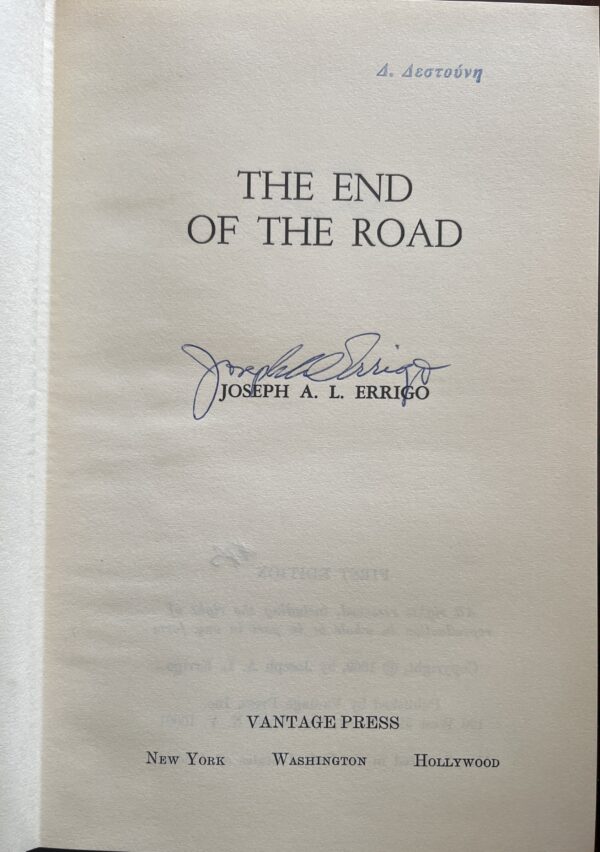 1969, Signed, Joseph A. L. Errigo, The End of the Road, First Edition, Sons of Italy - Image 5