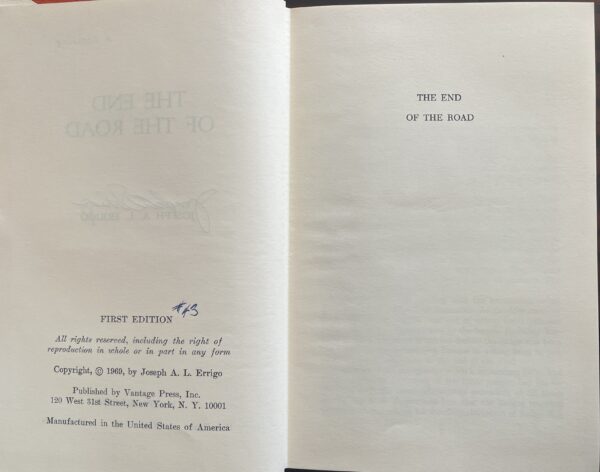 1969, Signed, Joseph A. L. Errigo, The End of the Road, First Edition, Sons of Italy - Image 6