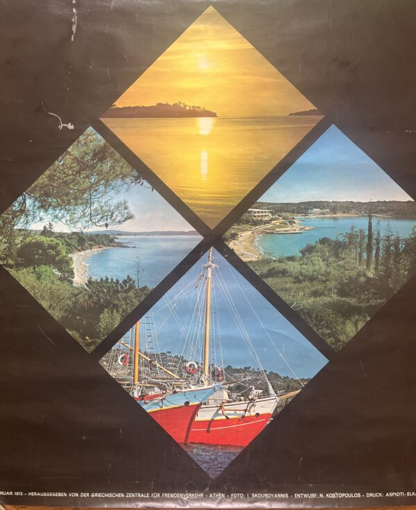 Rare, 1973, Original Official Large Poster, ΕΟΤ, Porto Cheli, Kosta, Greece - Image 4