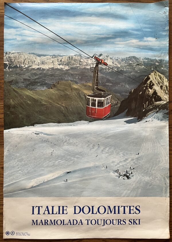 Rare, 1970s, Original Vintage Official Poster, Italy, ENIT, EPT, Dolomites, Marmolada, Ski, Alleghe, Belluno