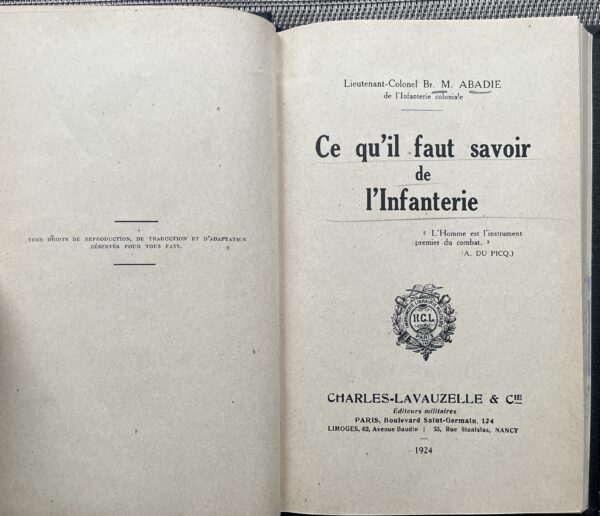 1924, Signed, M. Abadie, Ce qu'il faut savoir de l'Infanterie, Military History - Image 4