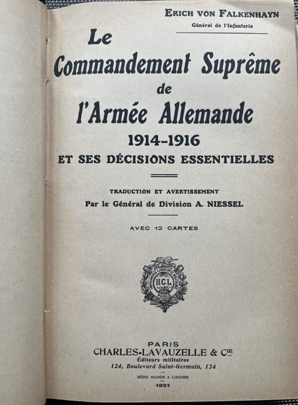 Rare, 1921, Erich von Falkenhayn, Commandement Supreme de l'Armee Allemande, WWI