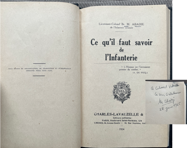 1924, Signed, M. Abadie, Ce qu'il faut savoir de l'Infanterie, Military History