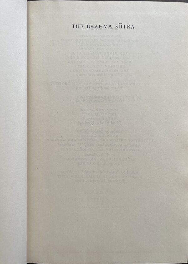 1960, Radhakrishnan, The Brahma Sutra, The Philosophy of Spiritual Life, First Edition - Image 3