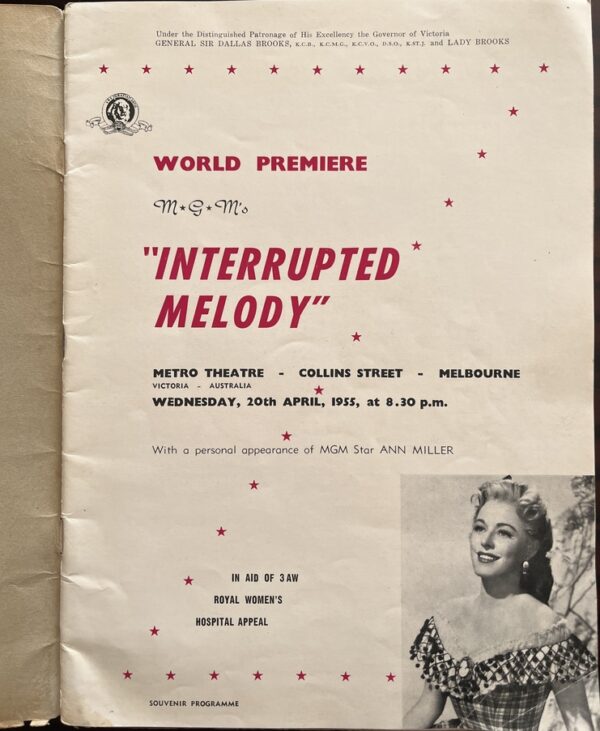 Rare, 1955, Interrupted Melody, Souvenir Program, Eleanor Parker, Glenn Ford