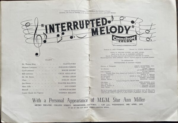 Rare, 1955, Interrupted Melody, Souvenir Program, Eleanor Parker, Glenn Ford - Image 4