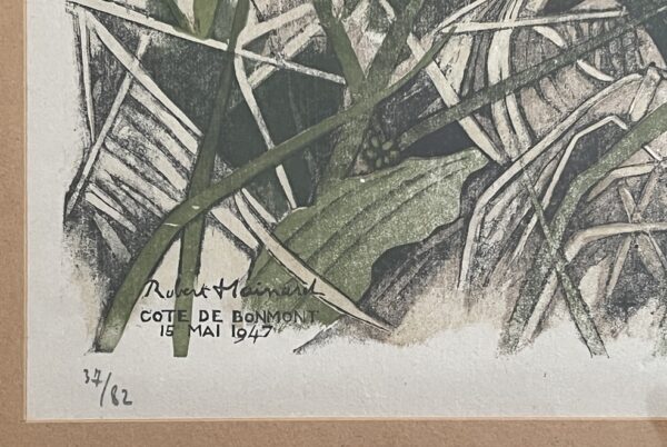 Rare Signed Robert Heinard (1906 - 1999) - "Lady's slipper" - "Sabot de Venus" 1/82 Copies, 14 Colour Woodcut - Image 7