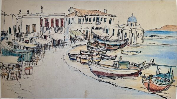 Unique, Signed, by Danish Artist Lilly Kristensen, Kadena Village, Island of Mykonos,  Artwork - Image 2