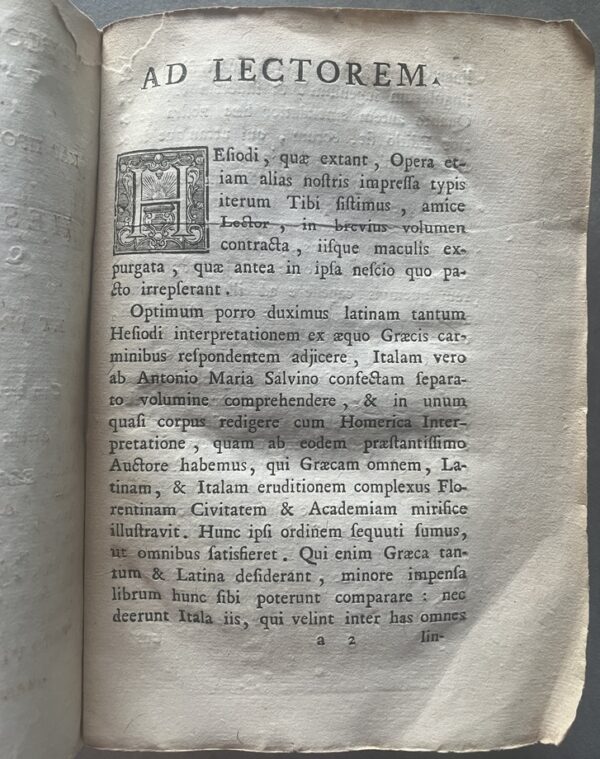 Rare, 1772, Greek-Latin Book, Hesiod's Euriskomena, Orphic & Proclus' Hymns, Padua Printing - Image 4