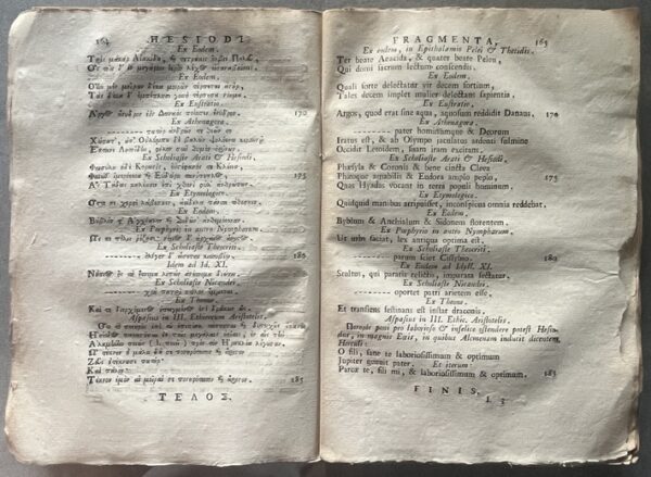 Rare, 1772, Greek-Latin Book, Hesiod's Euriskomena, Orphic & Proclus' Hymns, Padua Printing - Image 10
