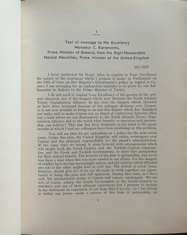 The Cyprus Question, Karamanlis & Macmillan Correspondence, Athens 1958, First Edition - Image 3