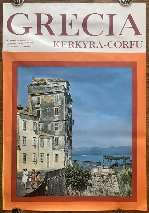 RR, 1967 Original Vintage Travel Poster, ΕΟΤ, Kerkyra, Corfu, Greece, N. Sturnaras