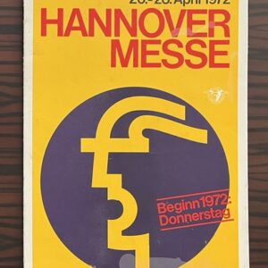 Vintage 1972 Hannover Messe Sign Hermes Head Logo German Trade Fair