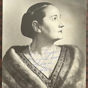 Gina Bachauer Signed Photo (Original Autograph) – Dedicated to Menelaos Palladios – Lotte Meitner-Graf