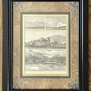 1880, The Capture & Release of Colonel Synge, Mount Olympus & Naousa, Greek Macedonia, Antique Wood Engraving of Greece in Unique Artist-Made