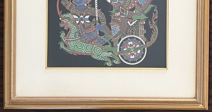 Thai Hand-Painted Silk Painting Depicting a Ramakien Mythological Chariot Scene – Framed - Image 11