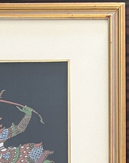 Thai Hand-Painted Silk Painting Depicting a Ramakien Mythological Chariot Scene – Framed - Image 6