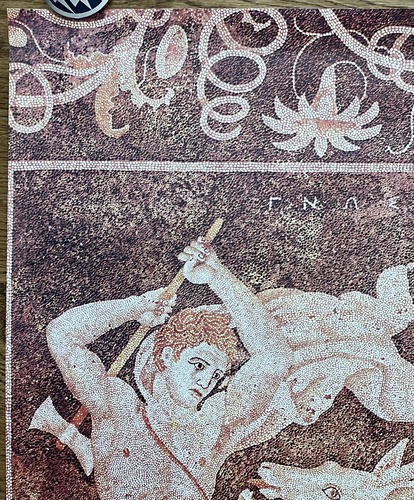 1992, Original Vintage Greece Macedonia Travel Poster, E.O.T. Greek National Tourism Organization, Stag Hunt Mosaic Pella - Image 5