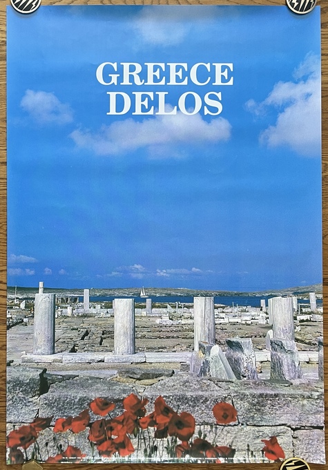 Original Vintage 1992 Greece Delos Travel Poster, Greek National Tourism Organization (E.O.T./GNTO)