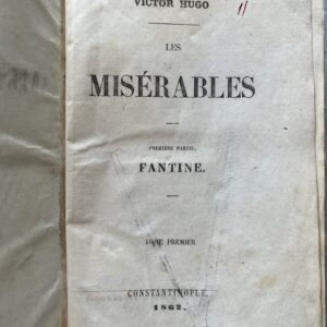 Scarce, 1862–1863, Victor Hugo, Les Misérables, Constantinople Printing, Imprimerie de la Presse d'Orient